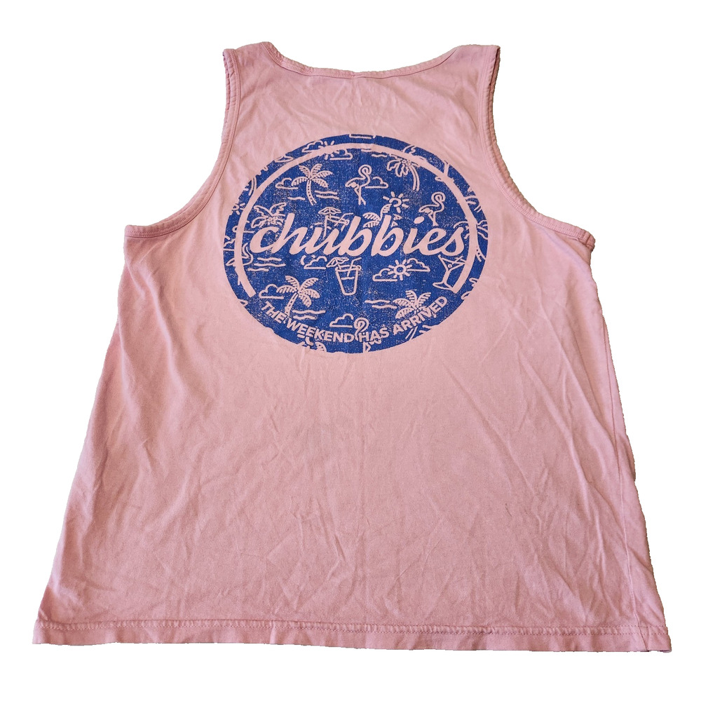 Chubbies Tropical Hawaiian Weekend Pink Tank Top Sleeveless Muscle Shirt Mens M